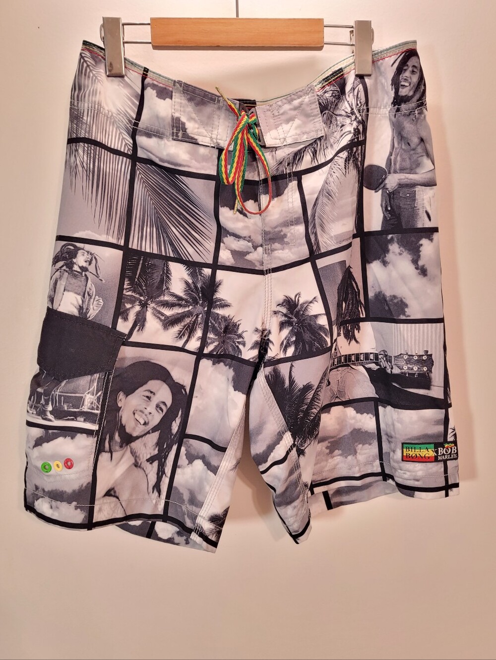 Billabong Board Shorts Mens 33 Gray Bob Marley Photo Print Reggae Swim Trunks